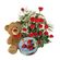 корзина красных роз с мишкой и печеньем. Украина